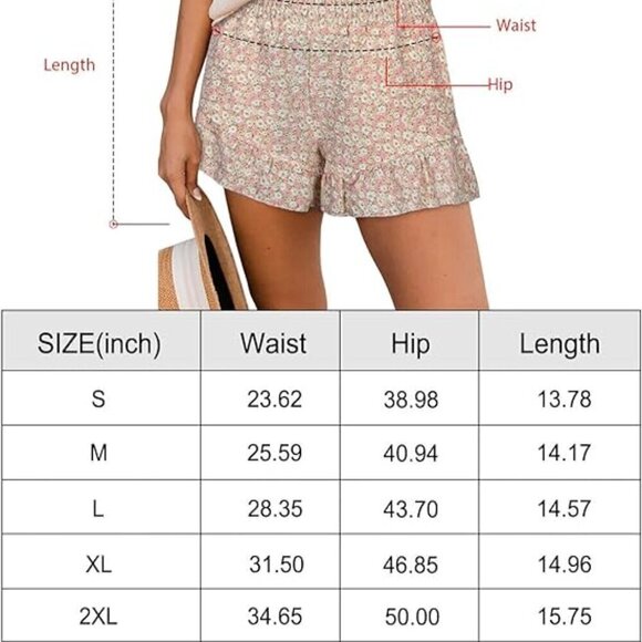 NWT - NIMIN High Waisted Smocked Casual Ruffled Floral Print Shorts with Pockets - Picture 7 of 9